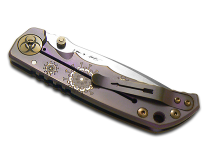 Spartan Blades, LLC™ Harsey Folder Frame Lock SF5PLAGUE-PU Purple Anodized 6AL4V Titanium CPM MagnaCut Stainless Steel Pocket Knife
