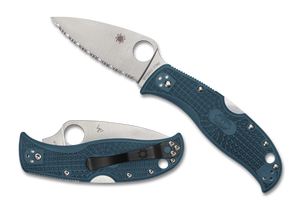 Spyderco Knives™ Leafjumper Lockback C262SBLK390 Blue FRN K390 Semi-Stainless Steel Pocket Knife