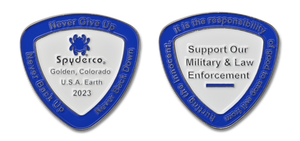 Spyderco Knives™ COIN2023 Knife Blue & White Enameled Nickel Challenge Coin