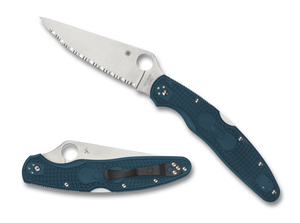 Spyderco Knives™ Police Lockback C07FS4K390 Blue FRN K390 MICROCLEAN Semi-Stainless Steel Pocket Knife