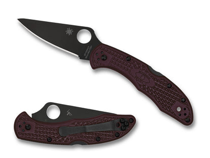 Spyderco Knives™ Delica 4 Back Lock C11BGBKP Burgundy FRN Micro-Melt PD#1 Carbon Steel Pocket Knife