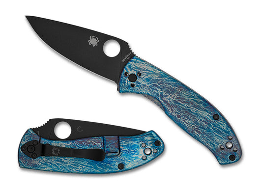 Spyderco Knives™ Tenacious R.I.L. Frame Lock C122TIBLBKD2P Blue Titanium D2 Semi-Stainless Steel Pocket Knife