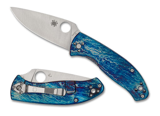 Spyderco Knives™ Tenacious R.I.L. Frame Lock C122TIBLD2P Blue Titanium D2 Semi-Stainless Steel Pocket Knife