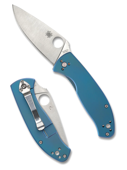 Spyderco Knives™ Tenacious R.I.L. Frame Lock C122TIBLP Blue Titanium 8Cr13MoV Stainless Steel Pocket Knife