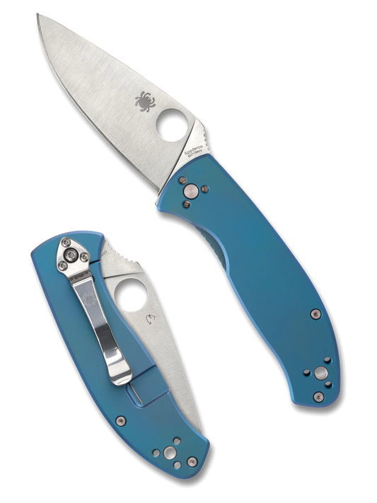 Spyderco Knives™ Tenacious R.I.L. Frame Lock C122TIBLP Blue Titanium 8Cr13MoV Stainless Steel Pocket Knife