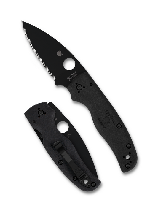 Spyderco Knives™ Shaman Compression Lock C229SBBK Black FRN CTS BD1N Stainless Steel Pocket Knife
