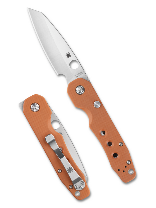Spyderco Knives™ Smock Compression Button Lock C240GPBOR Burnt Orange G-10 CPM Rex 121 Tool Steel Pocket Knife
