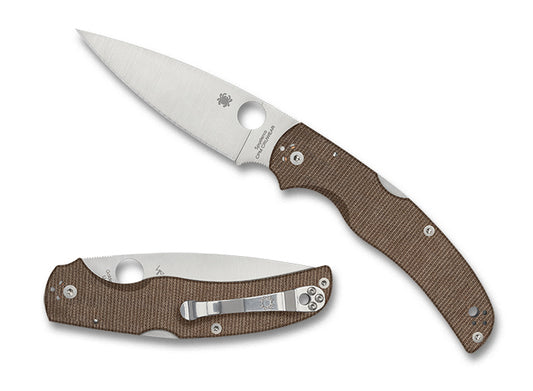 Spyderco Knives™ Native Chief Back Lock C244MPCW Brown Canvas Micarta CPM Cru-Wear Semi-Stainless Steel Pocket Knife