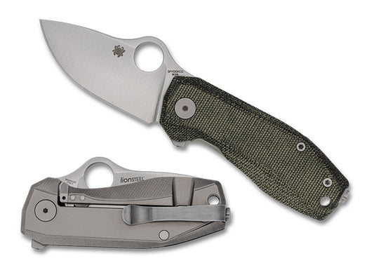 Spyderco Knives™ SpyNano R.I.L. Frame Lock C268MTIP Green Canvas Micarta and Titanium M398 Stainless Steel Pocket Knife