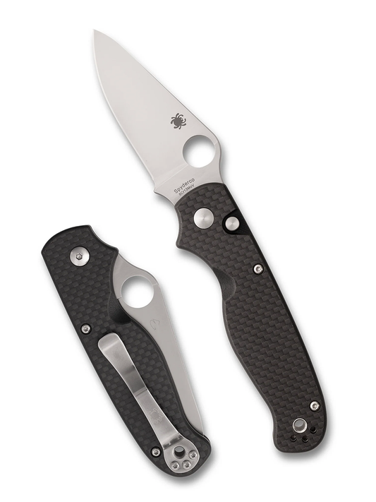 Spyderco Knives™ ButtonUp Button Lock C275CFP Carbon Fiber & Black G10 Laminate 8Cr13MoV Stainless Steel Pocket Knife