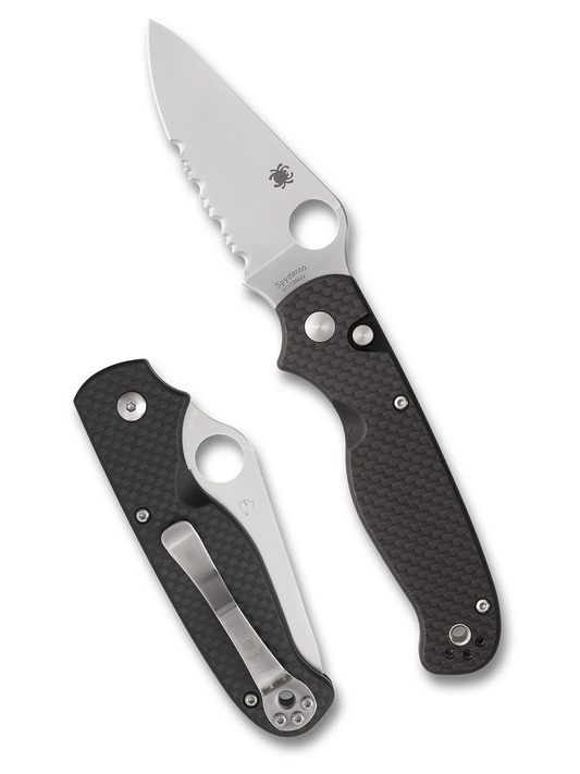 Spyderco Knives™ ButtonUp Button Lock C275CFPS Carbon Fiber & Black G10 Laminate 8Cr13MoV Stainless Steel Pocket Knife