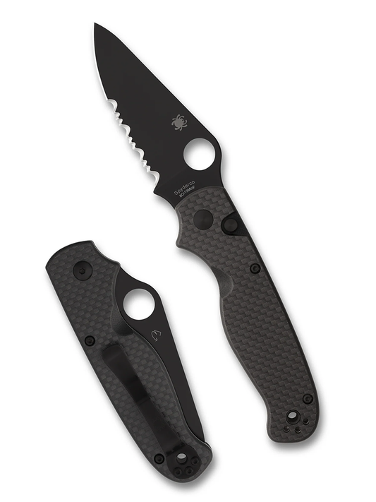 Spyderco Knives™ ButtonUp Button Lock C275CFPSBK Carbon Fiber & Black G10 Laminate 8Cr13MoV Stainless Steel Pocket Knife