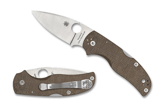 Spyderco Knives™ Native 5 Back Lock C41MPCW5 Brown Canvas Micarta CPM Cru-Wear Semi-Stainless Steel Pocket Knife