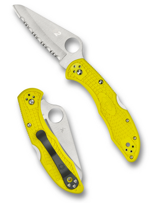 Spyderco Knives™ Salt 2 Lockback C88SYL2 Yellow Fiberglass Reinforced Nylon H2 Stainless Steel Pocket Knife