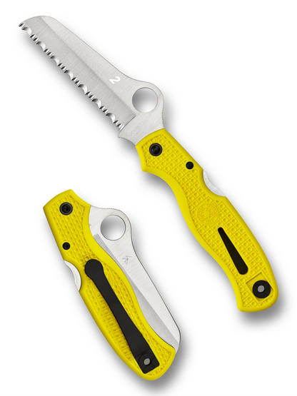 Spyderco Knives™ Atlantic Lockback C89SYL Yellow Fiberglass Reinforced Nylon H2 Stainless Steel Pocket Knife