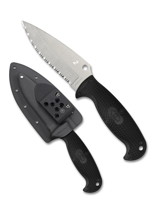 Spyderco Knives™ Jumpmaster 2 Fixed Blade FB24SBK2 Black Fiberglass Reinforced Nylon H2 Stainless Steel Knife