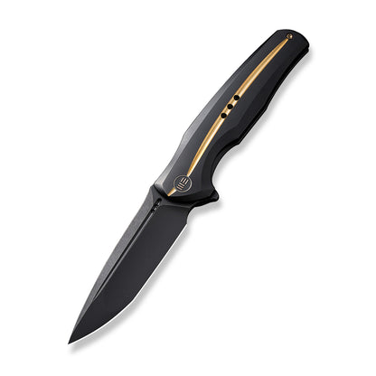 WE Knife Co., Ltd™ 601X Frame Lock WE01J-1 Black & Golden 6AL4V Titanium CPM 20CV Stainless Steel Pocket Knife