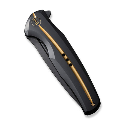 WE Knife Co., Ltd™ 601X Frame Lock WE01J-1 Black & Golden 6AL4V Titanium CPM 20CV Stainless Steel Pocket Knife