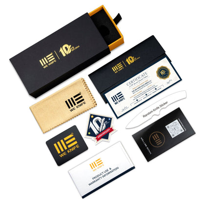 WE Knife Co., Ltd™ 601X Frame Lock WE01J-1 Black & Golden 6AL4V Titanium CPM 20CV Stainless Steel Pocket Knife