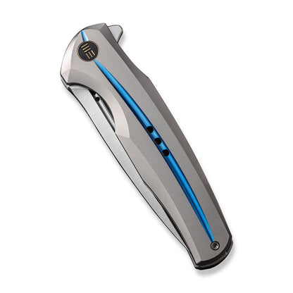 WE Knife Co., Ltd™ 601X Frame Lock WE01J-2 Gray & Blue 6AL4V Titanium CPM 20CV Stainless Steel Pocket Knife