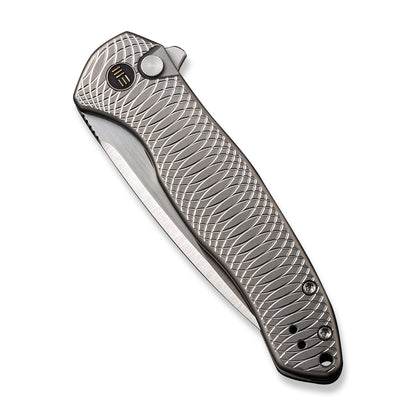 WE Knife Co., Ltd™ Kitefin Button Lock WE19002M-2 Gray 6AL4V Titanium CPM-20CV Stainless Steel Pocket Knife