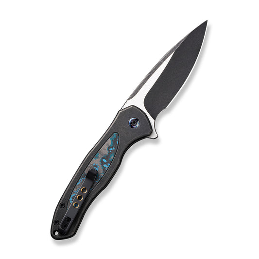 WE Knife Co., Ltd™ Kitefin Button Lock WE19002N-1 Black 6AL4V Titanium and Arctic Storm Fat Carbon CPM-20CV Stainless Steel Pocket Knife