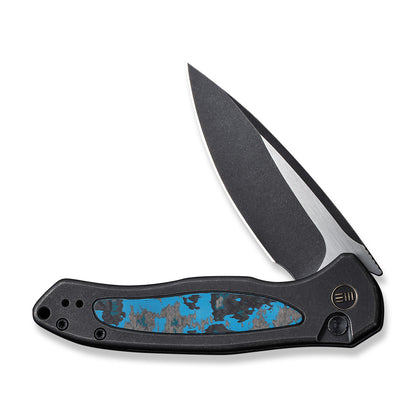 WE Knife Co., Ltd™ Kitefin Button Lock WE19002N-1 Black 6AL4V Titanium and Arctic Storm Fat Carbon CPM-20CV Stainless Steel Pocket Knife