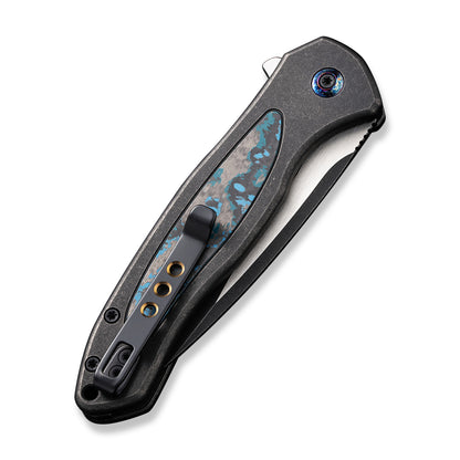 WE Knife Co., Ltd™ Kitefin Button Lock WE19002N-1 Black 6AL4V Titanium and Arctic Storm Fat Carbon CPM-20CV Stainless Steel Pocket Knife
