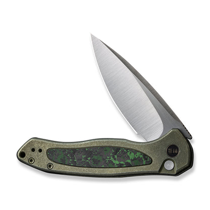 WE Knife Co., Ltd™ Kitefin Button Lock WE19002N-2 Green 6AL4V Titanium and Jungle Wear Fat Carbon CPM-20CV Stainless Steel Pocket Knife