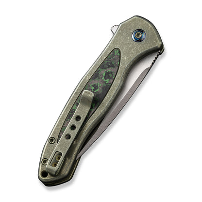 WE Knife Co., Ltd™ Kitefin Button Lock WE19002N-2 Green 6AL4V Titanium and Jungle Wear Fat Carbon CPM-20CV Stainless Steel Pocket Knife