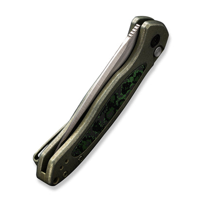 WE Knife Co., Ltd™ Kitefin Button Lock WE19002N-2 Green 6AL4V Titanium and Jungle Wear Fat Carbon CPM-20CV Stainless Steel Pocket Knife