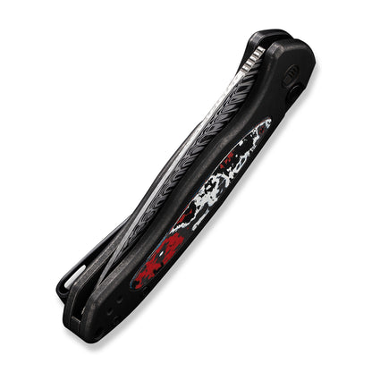 WE Knife Co., Ltd™ Kitefin Button Lock WE19002N-DS1 Black 6AL4V Titanium and Nebula Fat Carbon Damasteel Pocket Knife