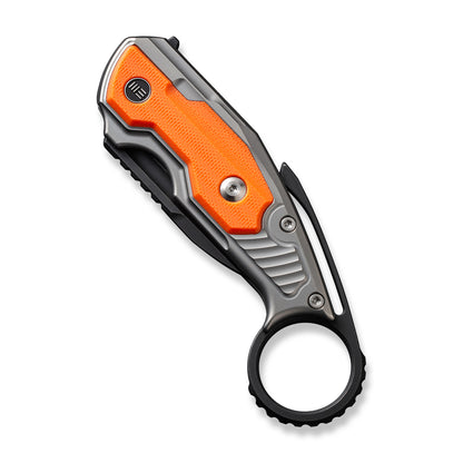 WE Knife Co., Ltd™ Yardbird Button Lock WE22021-1 Gray 6AL4V Titanium and Orange G10 CPM 20CV Stainless Steel Pocket Knife