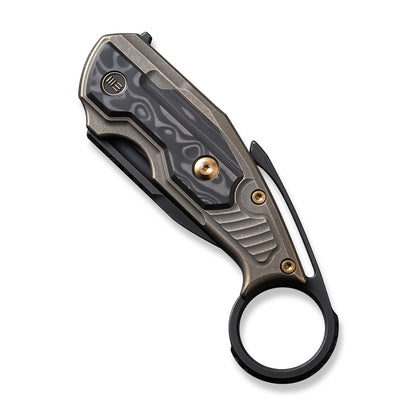 WE Knife Co., Ltd™ Yardbird Button Lock WE22021-2 Bronze 6AL4V Titanium and Black Rose Carbon Fiber CPM 20CV Stainless Steel Pocket Knife
