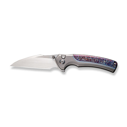 WE Knife Co., Ltd™ Ziffius Button Lock WE22024D-4 Gray Titanium and Blue Flamed Titanium CPM-20CV Stainless Steel Pocket Knife