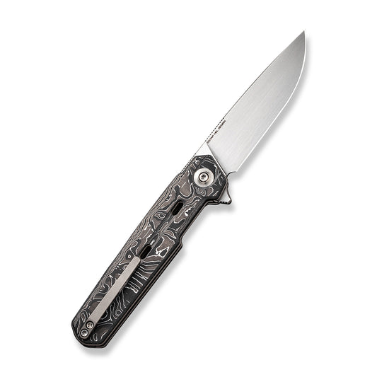 WE Knife Co., Ltd™ Navo Liner Lock WE22026-6 Black & White Aluminum Foil Carbon Fiber CPM 20CV Stainless Steel Pocket Knife