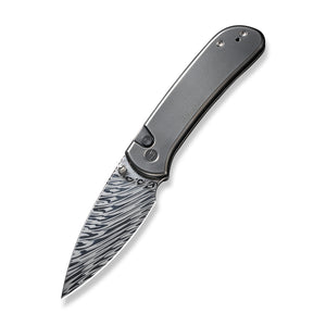 WE Knife Co., Ltd™ Qubit Button Lock WE22030F-DS1 Gray 6AL4V Titanium Damasteel Pocket Knife