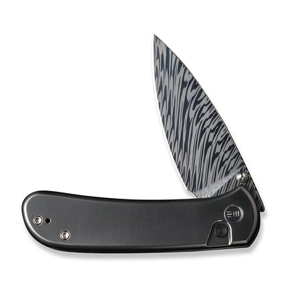 WE Knife Co., Ltd™ Qubit Button Lock WE22030F-DS1 Gray 6AL4V Titanium Damasteel Pocket Knife