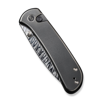 WE Knife Co., Ltd™ Qubit Button Lock WE22030F-DS1 Gray 6AL4V Titanium Damasteel Pocket Knife