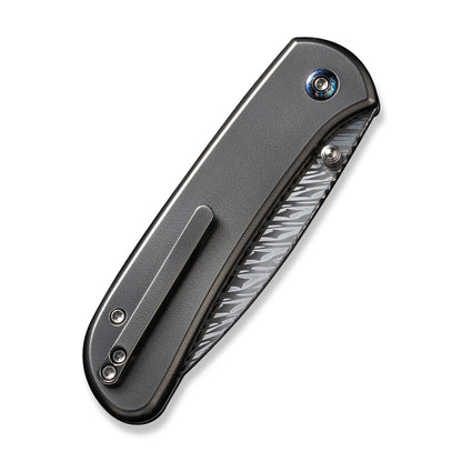 WE Knife Co., Ltd™ Qubit Button Lock WE22030F-DS1 Gray 6AL4V Titanium Damasteel Pocket Knife