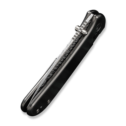 WE Knife Co., Ltd™ Qubit Button Lock WE22030F-DS1 Gray 6AL4V Titanium Damasteel Pocket Knife