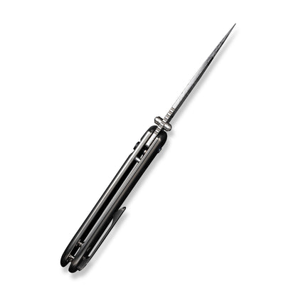 WE Knife Co., Ltd™ Qubit Button Lock WE22030F-DS1 Gray 6AL4V Titanium Damasteel Pocket Knife