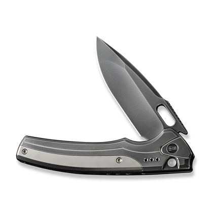 WE Knife Co., Ltd™ Exciton Button Lock WE22038A-7 Polished Gray 6AL4V Titanium CPM 20CV Stainless Steel Pocket Knife