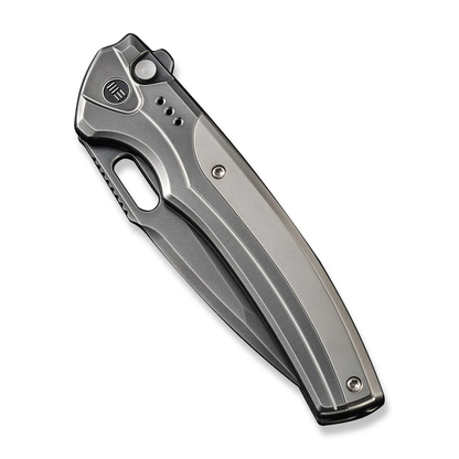 WE Knife Co., Ltd™ Exciton Button Lock WE22038A-7 Polished Gray 6AL4V Titanium CPM 20CV Stainless Steel Pocket Knife