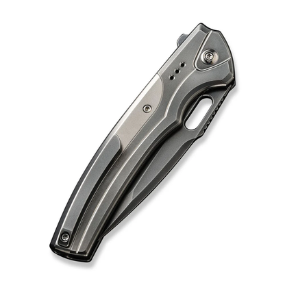 WE Knife Co., Ltd™ Exciton Button Lock WE22038A-7 Polished Gray 6AL4V Titanium CPM 20CV Stainless Steel Pocket Knife