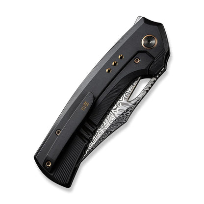 WE Knife Co., Ltd™ Nefaris Frame Lock WE22040F-DS1 Red, White & Blue Fat Carbon and Black Titanium Damasteel Pocket Knife