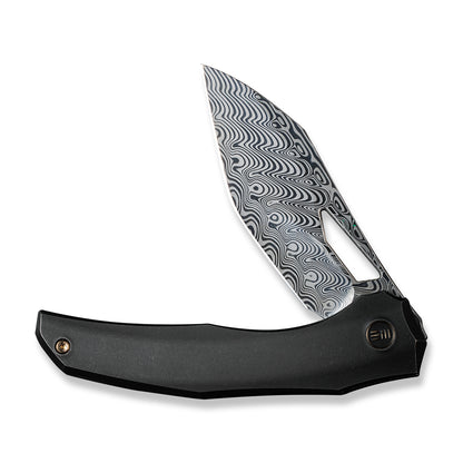 WE Knife Co., Ltd™ Ignio Frame Lock WE22042B-DS1 Black 6AL4V Titanium Damasteel Stainless Steel Pocket Knife