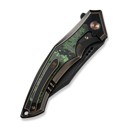 WE Knife Co., Ltd™ Orpheus Frame Lock WE23009-1 Black & Bronze 6AL4V Titanium and Jungle Wear Fat Carbon CPM 20CV Stainless Steel Pocket Knife