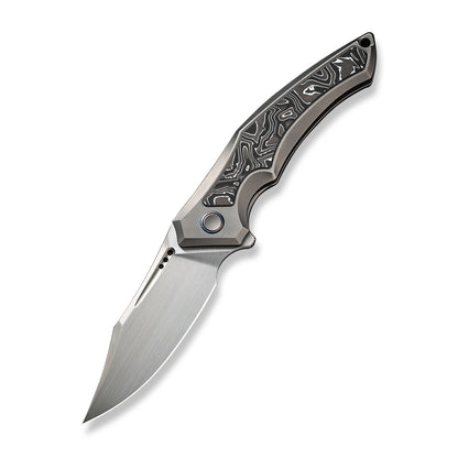 WE Knife Co., Ltd™ Orpheus Frame Lock WE23009-2 Gray 6AL4V Titanium and Aluminum Foil Carbon Fiber CPM 20CV Stainless Steel Pocket Knife