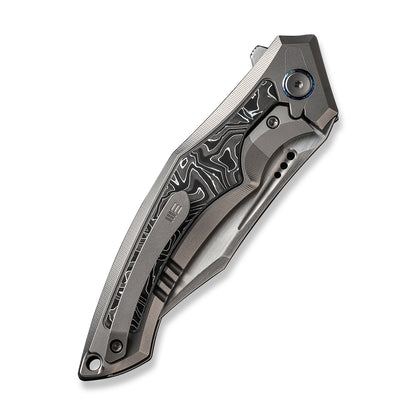 WE Knife Co., Ltd™ Orpheus Frame Lock WE23009-2 Gray 6AL4V Titanium and Aluminum Foil Carbon Fiber CPM 20CV Stainless Steel Pocket Knife